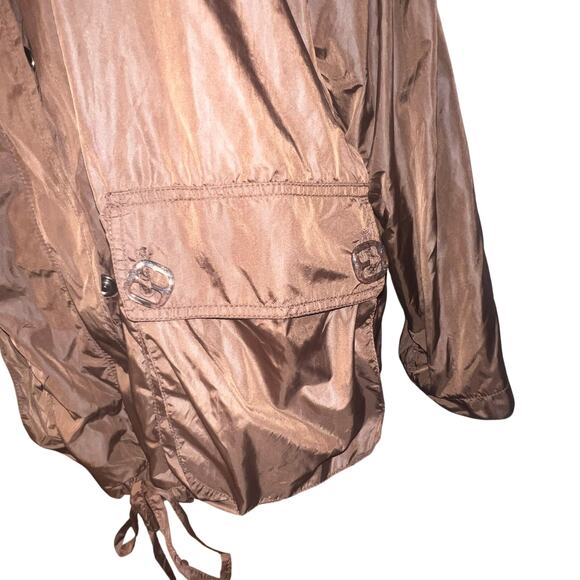 Chico‘s Synergy Womens Size 3 Windbreaker Drawstring Snap Lined Y2K roll-tab - Picture 7 of 13